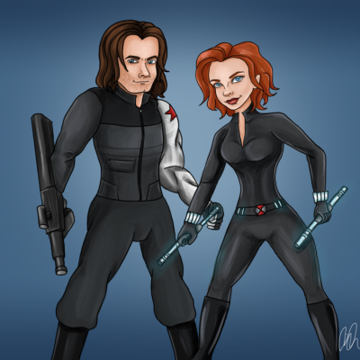 Bucky Barnes and Black Widow from Marvel Cartoon